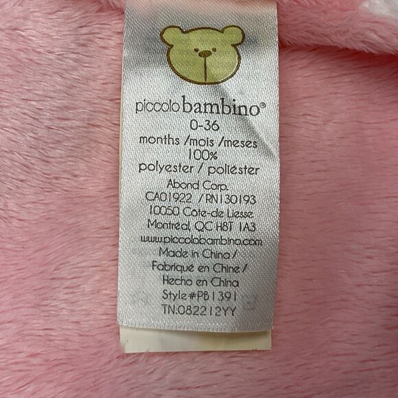 Piccolo Bambino 0-36M Pink Cat Lovey Security Blanket Soft 9” Stuffed Animal Toy - Picture 3 of 5